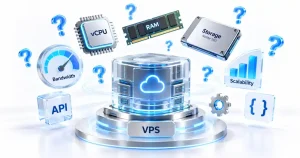 منابع مورد نیاز سرور مجازی برای API و Backend شامل CPU، RAM، دیسک و پهنای باند